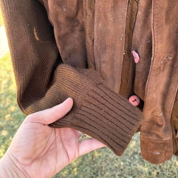 Vintage Suede & Corduroy Coat Heritage Motifs English Countryside Overcoat Sz M - Picture 5 of 7